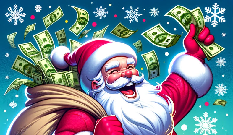 Santa Claus Throwing Money