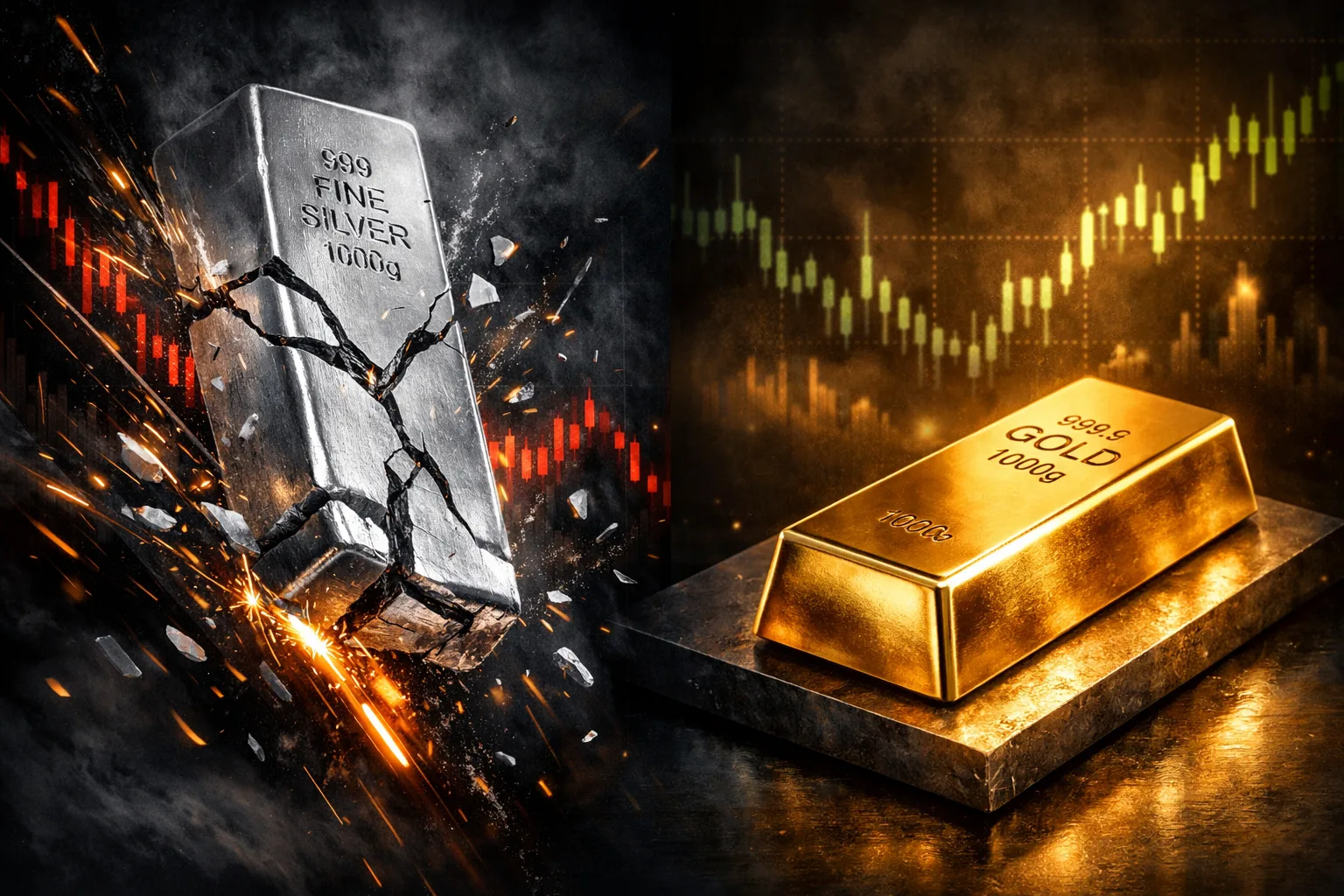 Silver Crashes While Gold Stabilizes