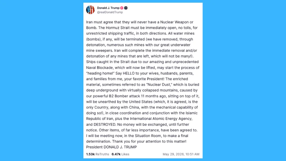Trump Truth Social Final Decision Iran