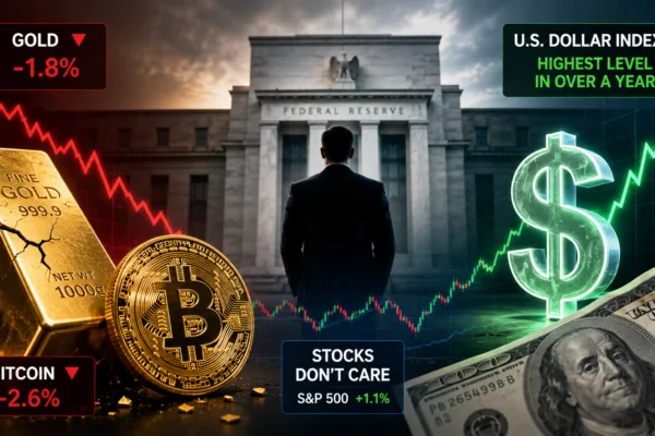 Gold, Bitcoin, and the U.S. dollar react to Federal Reserve Chairman Kevin Warsh's hawkish rate outlook as investors reassess interest rate expectations.