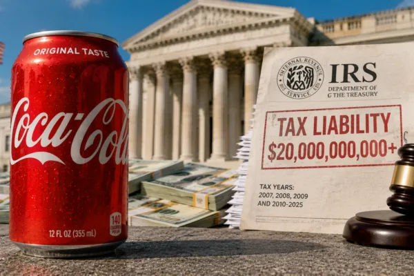 Coca-Cola faces a $20 billion IRS tax dispute as the company heads to federal appeals court over foreign profit reporting.