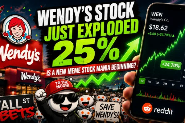Wendy's stock surges 25% amid WallStreetBets-inspired meme stock buying frenzy.