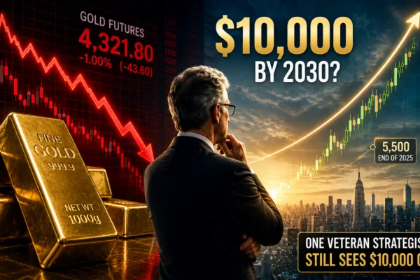 Gold prices fall sharply after their biggest weekly decline since March as analysts debate whether gold could drop to $4,000 before eventually reaching $10,000.