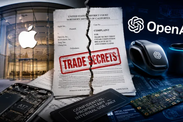Apple and OpenAI face off as Apple files a federal lawsuit alleging trade secret theft tied to AI hardware development.