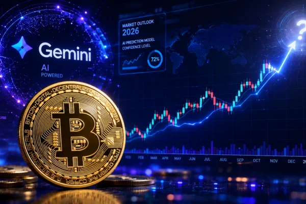 Google Gemini AI Bitcoin price prediction for the end of 2026 with rising cryptocurrency price chart