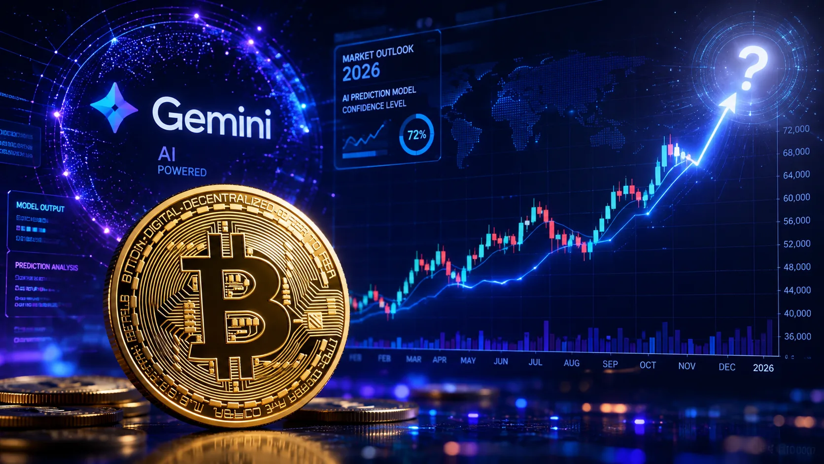 Google Gemini AI Bitcoin price prediction for the end of 2026 with rising cryptocurrency price chart