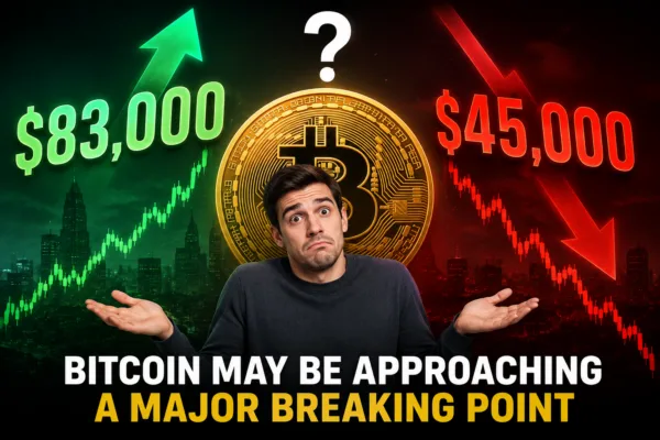 Bitcoin price prediction showing $83,000 upside or $45,000 downside as investors brace for a major Bitcoin move