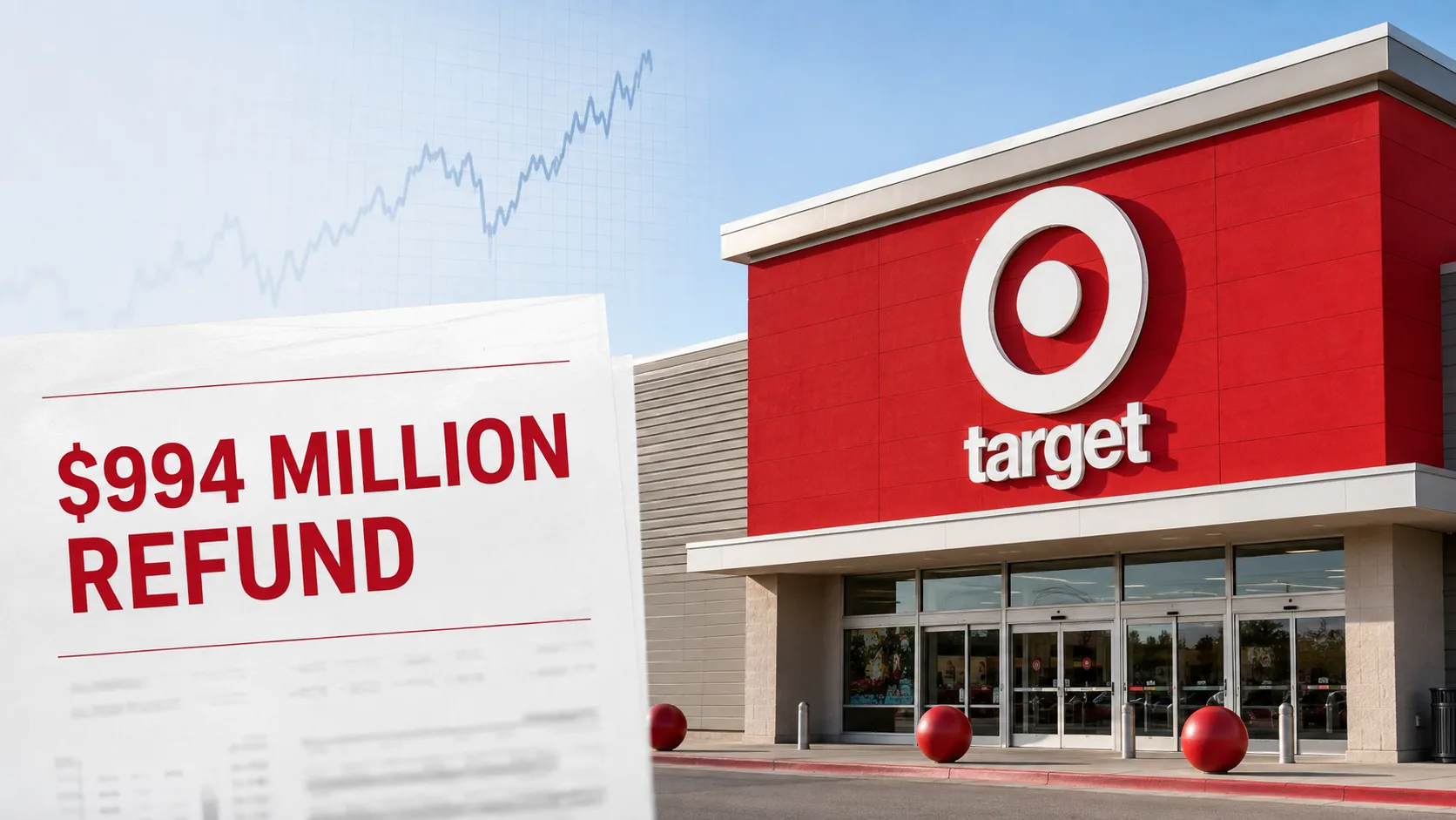 Target storefront with $994 million tariff refund document following the company’s second-quarter earnings report