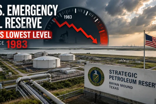 U.S. Strategic Petroleum Reserve hits its lowest level since 1983 as oil stockpiles decline.