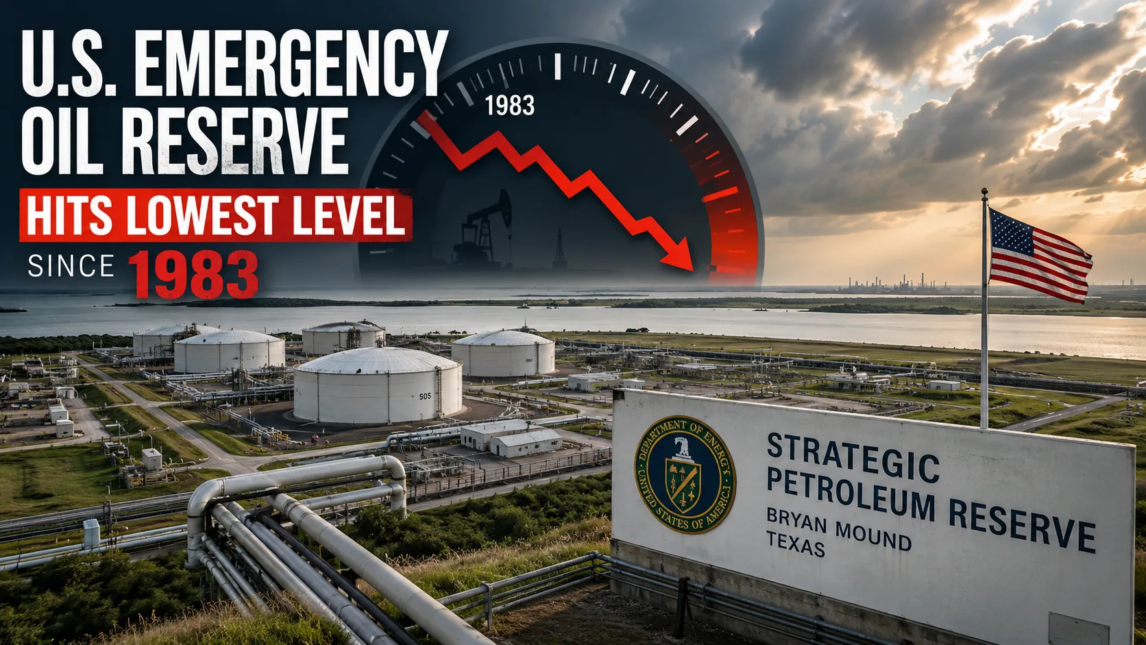 U.S. Strategic Petroleum Reserve hits its lowest level since 1983 as oil stockpiles decline.