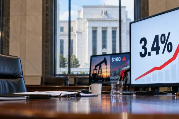 Federal Reserve chair sits empty as inflation holds at 3.4% and oil approaches $100 a barrel.