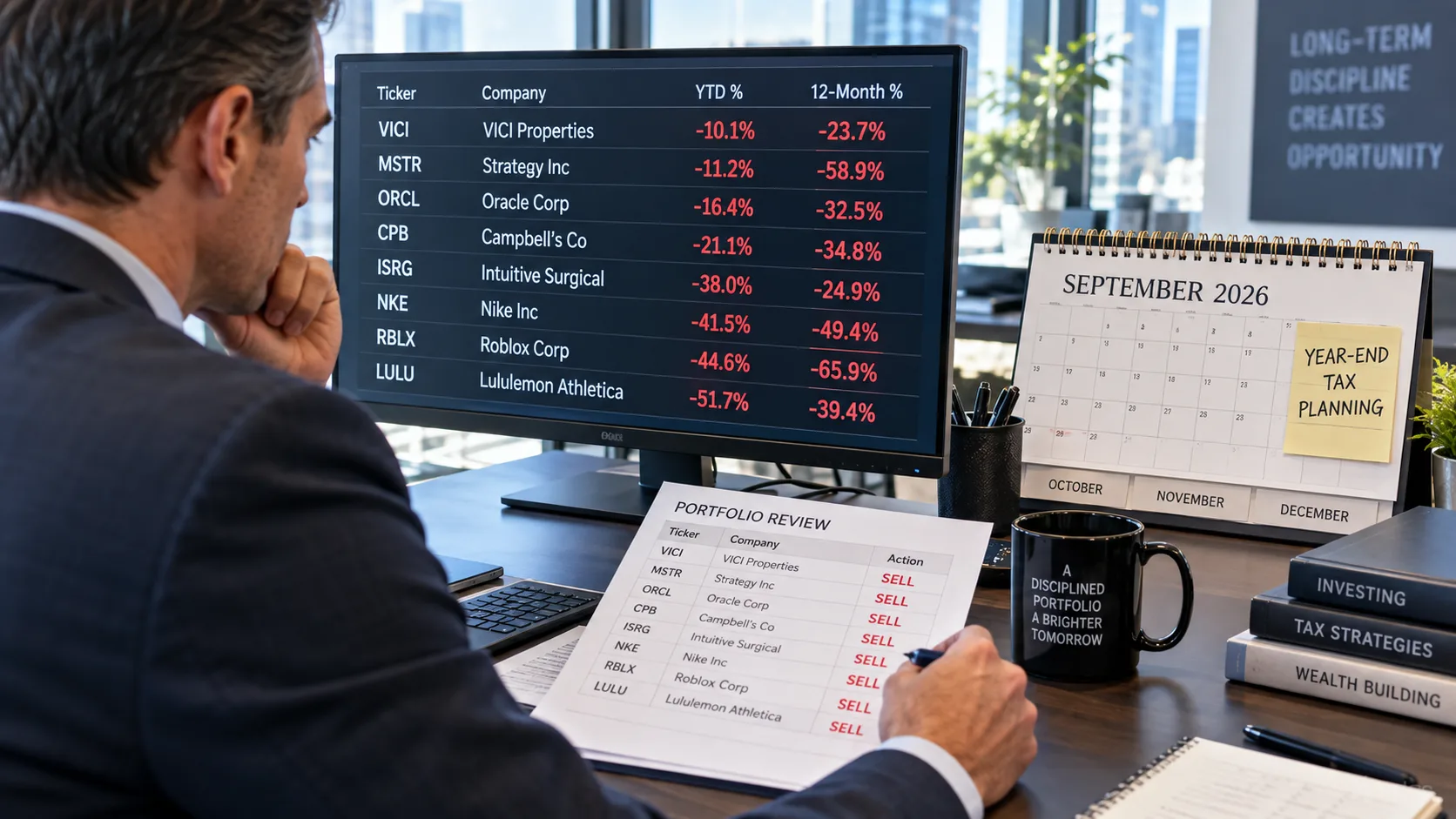 Investor reviews beaten-down stocks including Nike, Oracle and Lululemon ahead of 2026 year-end tax-loss selling