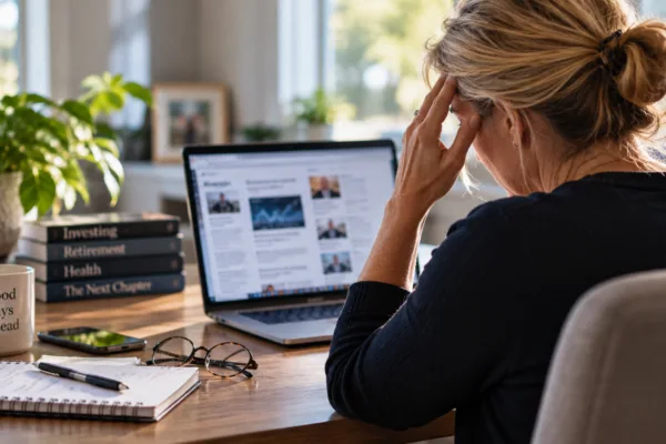 Woman experiencing vision problems while looking at a computer screen amid concerns over Ozempic and permanent vision loss