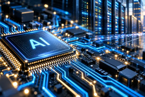 AI Chip in a Futuristic Data Center