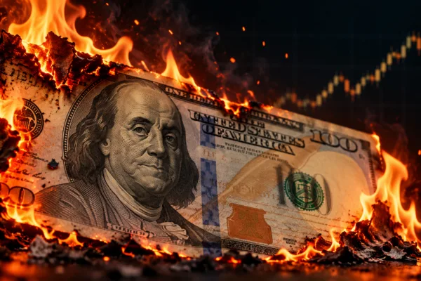 Burning Hundred-Dollar Bill Amid Rising Markets
