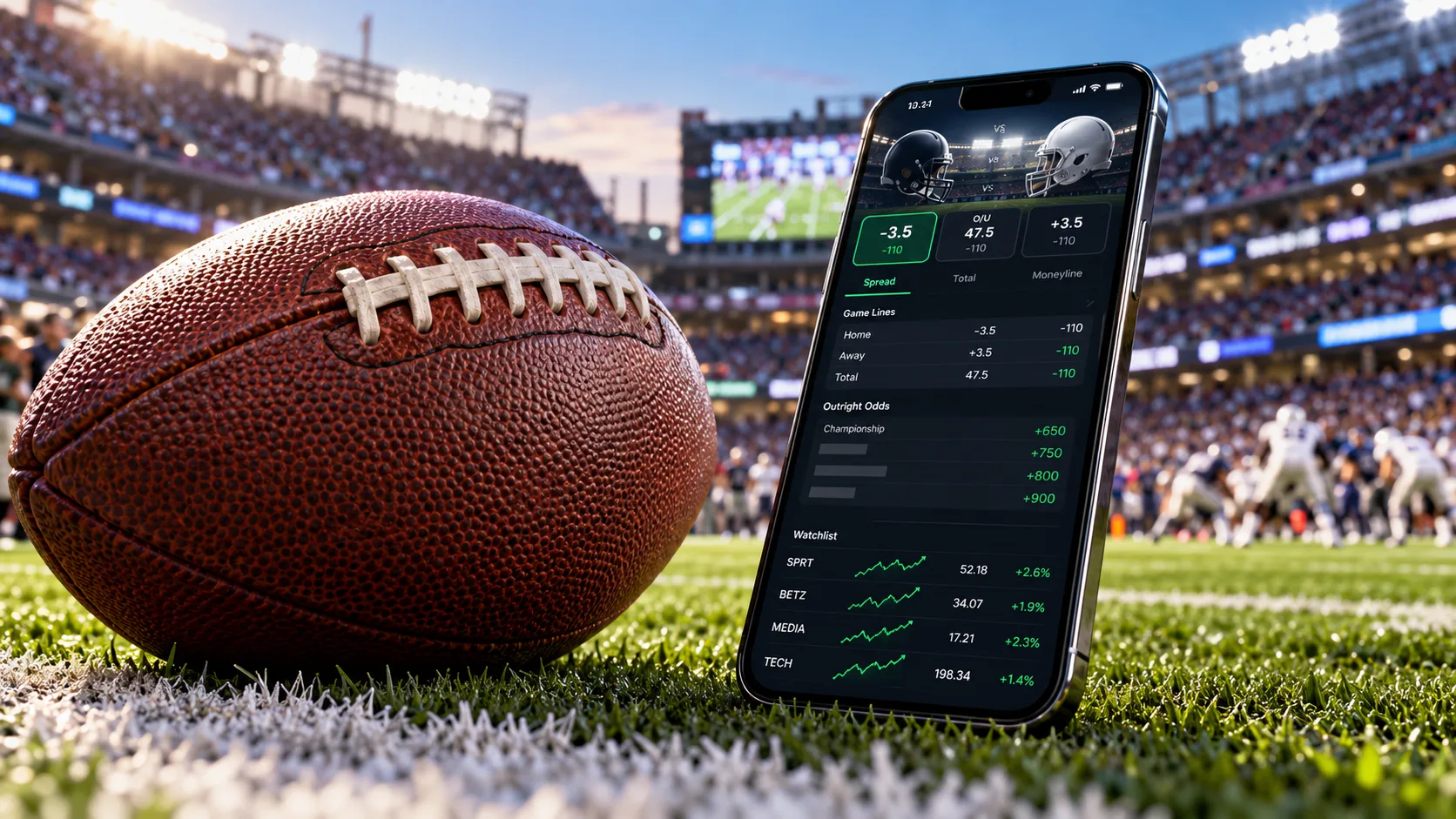Football Betting App at Game Time
