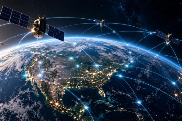 Global Satellite Network Over Earth