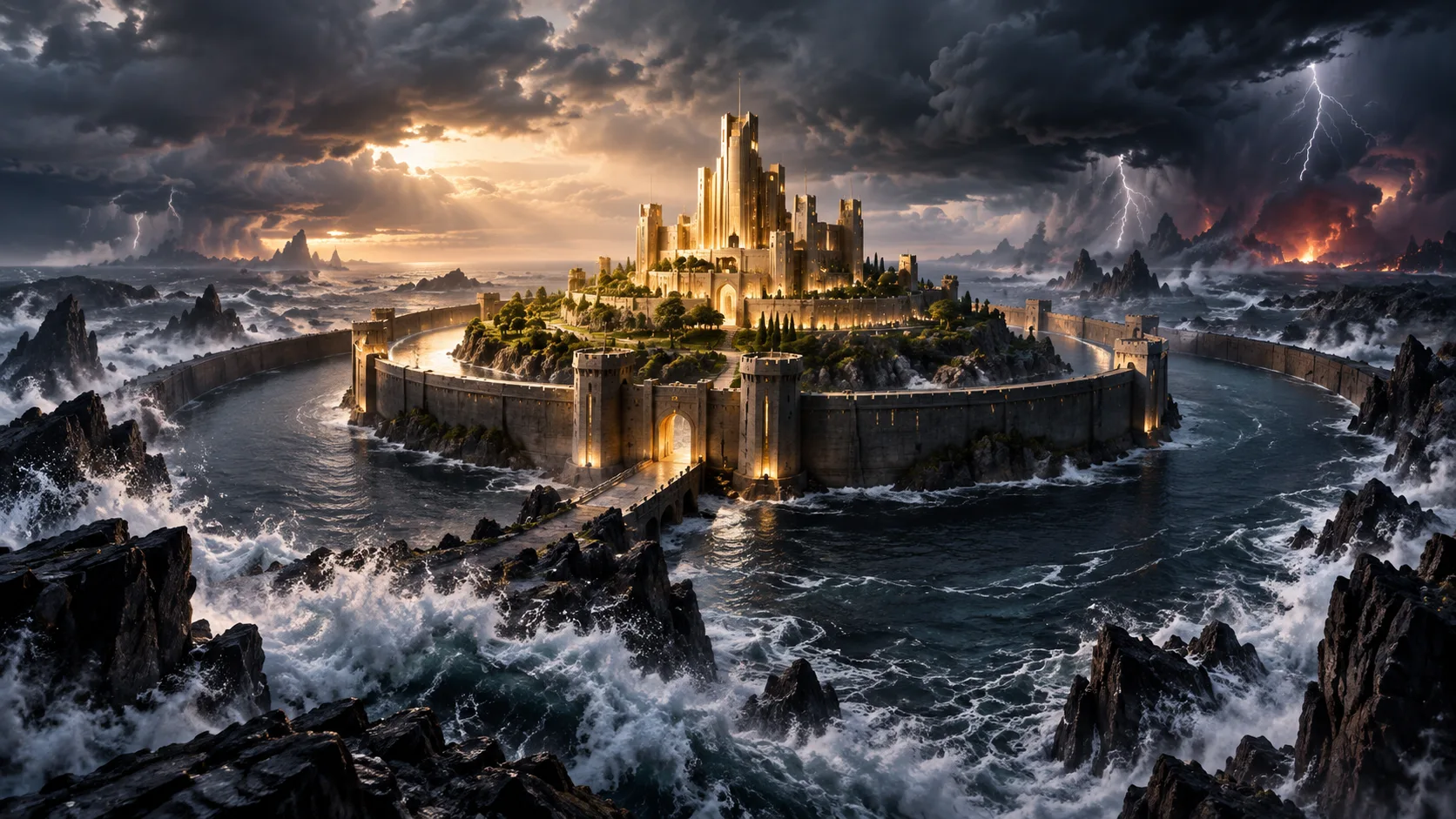 Golden Citadel Amidst the Storm