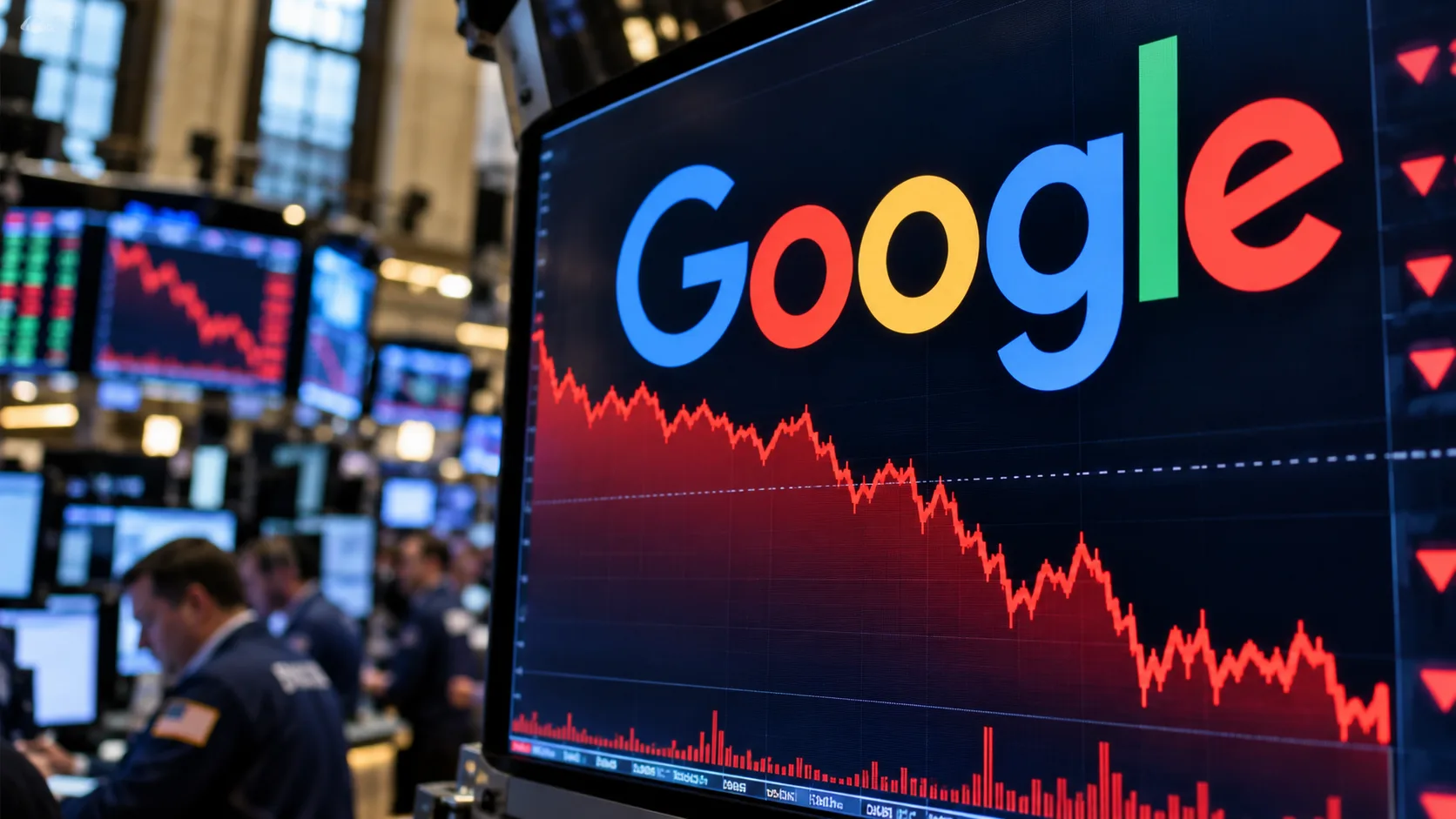 Google Stock Plunge on Trading Floor