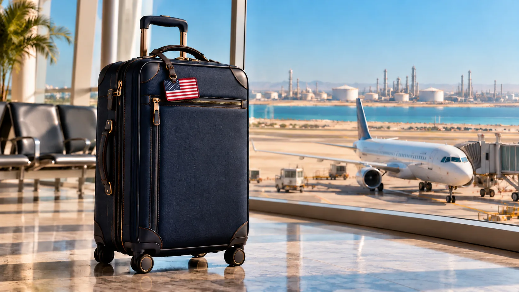 Horizontal American Flag Luggage Tag