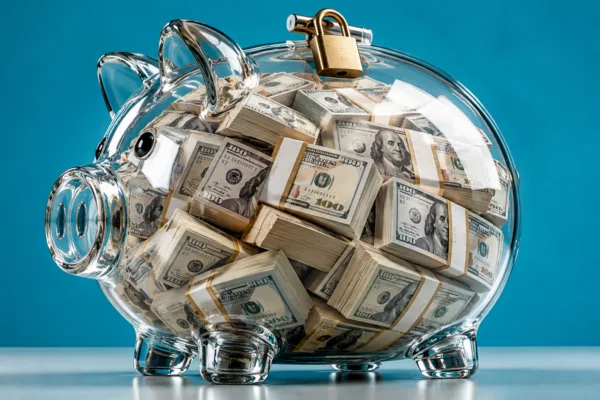 Locked Savings Glass Piggy Bank