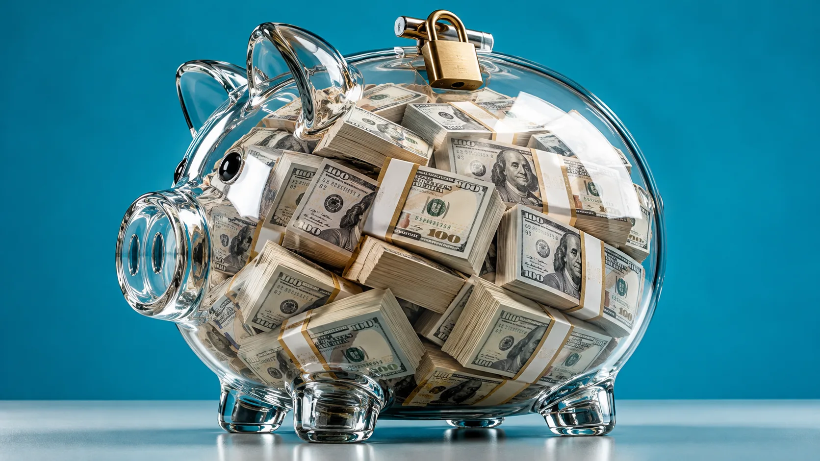 Locked Savings Glass Piggy Bank
