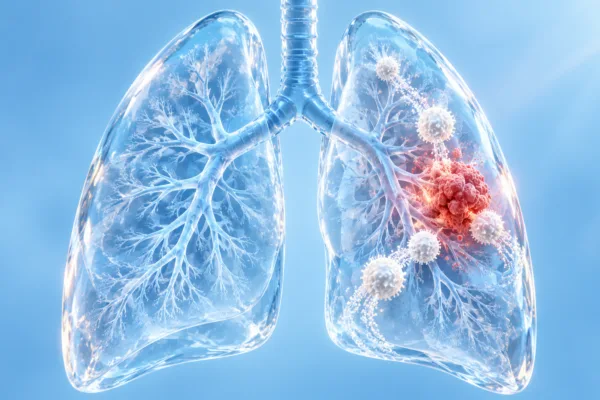 Luminous lungs, converging immune cells