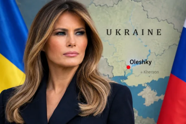 Melania Trump Over Ukraine Map