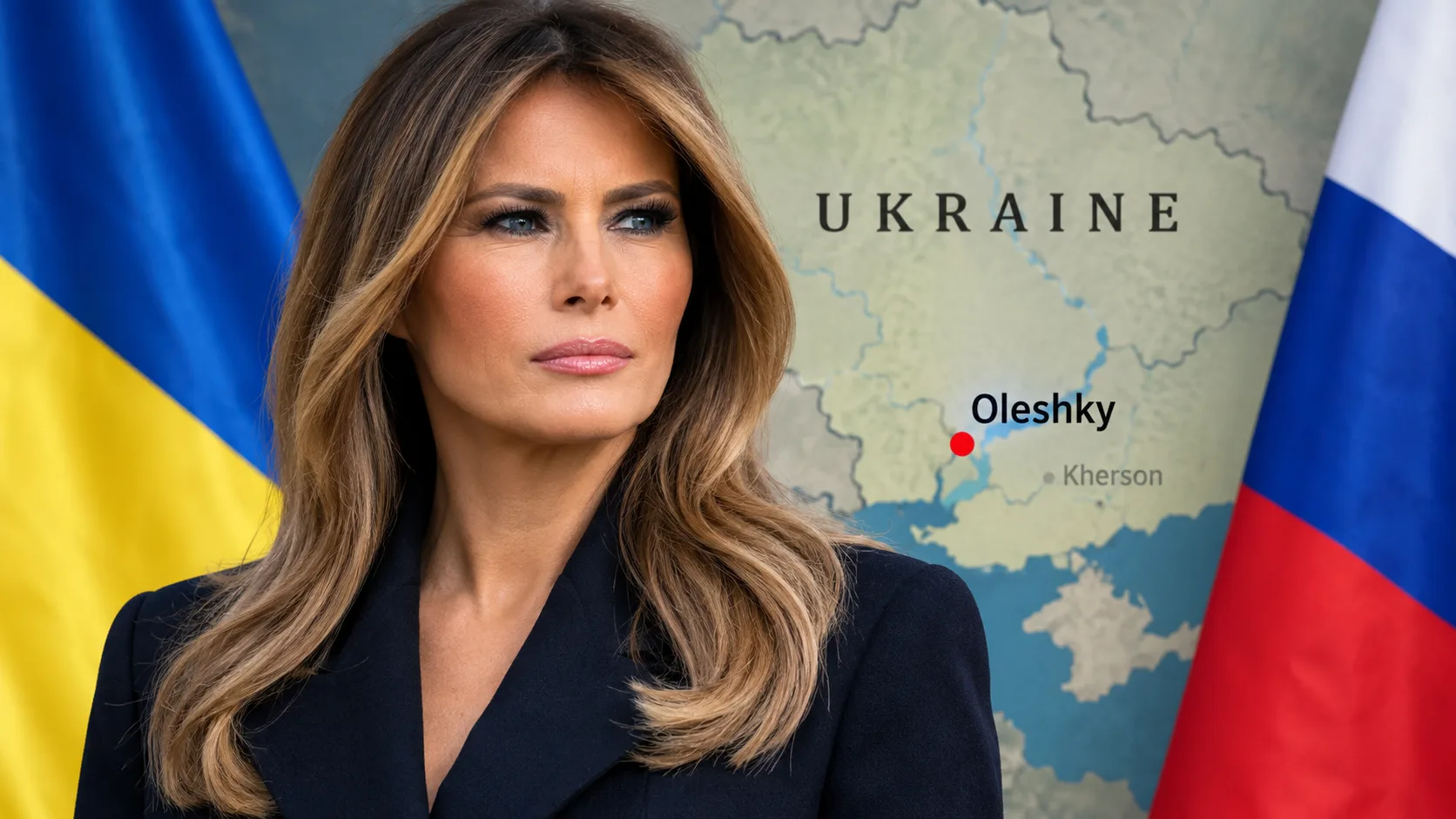 Melania Trump Over Ukraine Map