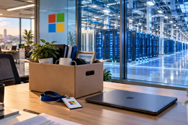 Packed Desk, Glass and Servers