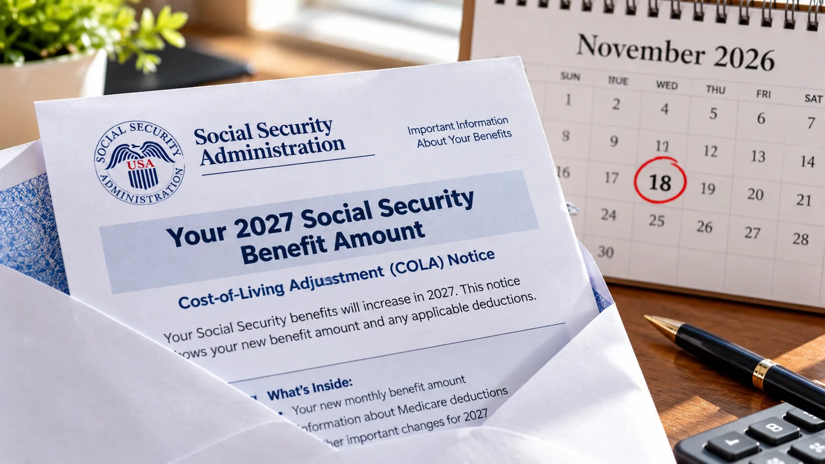Social Security Benefits Notice on Desk